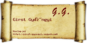 Girst Gyöngyi névjegykártya